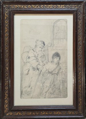 Michał Pociecha (1852-1908), Chłopiec prowadzący starca (Żebracy), 1875
