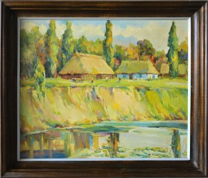 Sławomir Mieleszko (1938 Nowy Świerżeń - 2021 Warszawa), Pejzaż z chatami, 1999