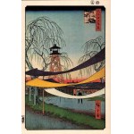 Utagawa Hiroshige, Drying cloth at Bakurochō (Bakurochō no kanbō) - woodcut from the series "One Hundred Famous Places in Edo"