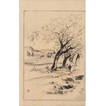 Utagawa Toyohiro, Landscape with trees and figures from the cycle Twelve Views of Mount Fuji