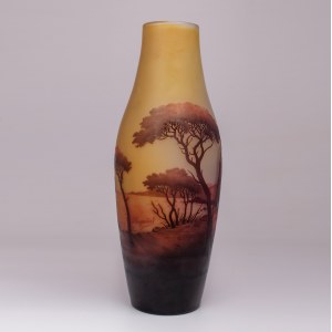 Vase with landscape motif, Manufactory d'Argental, Nancy, l. 1920s.