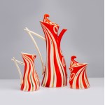 Ada Chmiel (b. 1941), Coffee set, "Kakadu" pattern, Wytwórnia Wyrobów Ceramicznych "Steatyt", Katowice, l 1960s.