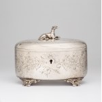 Sugar bowl with greyhound, Hermann Südfeld, Vienna, after 1872.