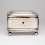 Box sugar bowl, Jozef Fraget Silver and Plated Goods Factory, Warsaw, 1950s-1960s.