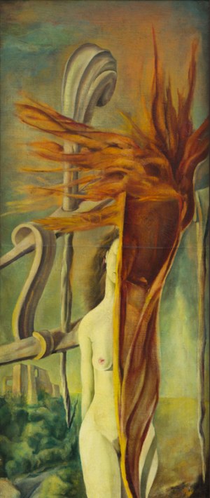 Henryk Kozakiewicz (1936 - 1985 ), Kompozycja surrealistyczna z aktem, 1968
