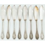 EIGHT FISH KNIVES WZ. ALEXANDRA, Poland, Warsaw, Norblin, 1896 - 1914