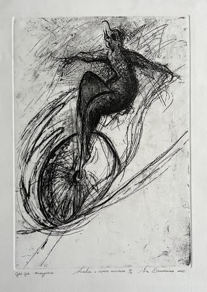 Maria Skowrońska ( 1948 ), cykl Cyrk - Monocyklista , 2005