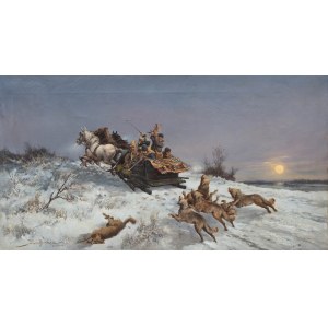 Tadeusz Rybkowski (1848 Kielce - 1926 Lviv), L'attaque des loups