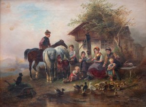 Wilhelm Alexander Meyerheim (1815 Gdańsk - 1882 Berlin), Karmienie kaczek, ok. 1850 r.