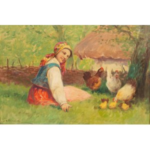 Adam Setkowicz (1875 Kraków - 1945 there), Girl with hens