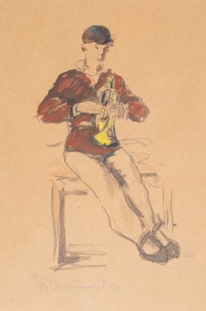 Stanisław Chlebowski (1890 Braniewo - 1969 Gdańsk), Chłopiec z trąbką, 1952 r.