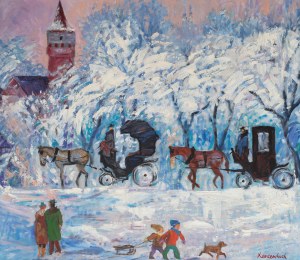Jan Szancenbach (1928 Kraków - 1998 tamże), Dorożki pod Barbakanem