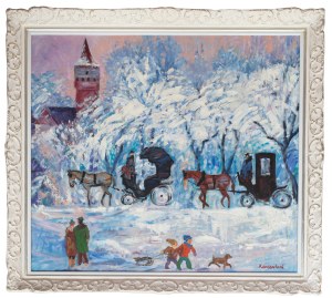Jan Szancenbach (1928 Kraków - 1998 tamże), Dorożki pod Barbakanem