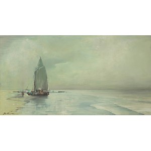 Marian Mokwa (1889 Malary - 1987 Sopot), Żagiel w sztilu, 1960 ca.