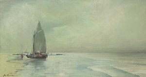 Marian Mokwa (1889 Malary - 1987 Sopot), Żagiel w sztilu, ok. 1960