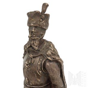 Bolesław Starzyński [1834-1917] SREBRO Rzeźba Hetmana Jana Karola Chodkiewicza - Bohater Polski i Litwy, Hetman Wielki Litewski, Kraków, Patriotyk