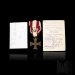 PSZnZ Cross of Valour 1940 "Swiss" Huguenin Feres with Provisional Legitimation and Photograph During Ceremony of Decoration - 2nd Infantry Rifle Division, 2DSP, Prugar-Ketling, Switzerland