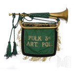 II RP - Regulation Fanfare wz.1924 with Flame - 3rd Field Artillery Regiment of Legions (Zamosc) - Eagle wz19