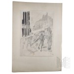 Author unknown, W.S. 20th c. Poland, Street scene ?with figures of Warsaw Insurgents?