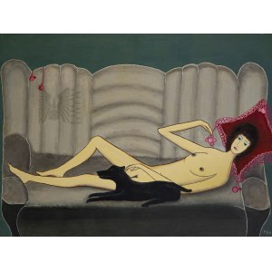 Krzysztof Kulicki Kulwietis [1938-2026], Polska/Francja 1998 r., Akt Kobiecy , Erotyk, Art Brut,