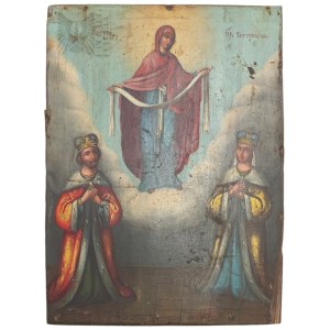 Russia(?) 19th century, Icon of the Care of the Mother of God - Pokrov Presvyvyatskaya Bohoroditsa,