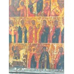 Russia(?) 19th century Multipole icon with saints and hagiographic scenes (with basma cover)