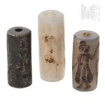 Mesopotamia Cylindrical seals (3 pieces) circa 1st millennium BC.