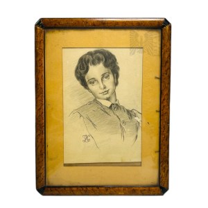 Unknown Artist (A.S.K.) - Sketch of a Portrait of a Girl, According to Artur Grottger (1837-1867)