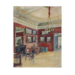 Zygmunt Cywinski (1902-1939), Painting Interior of the Belvedere, Watercolor on Paper - Provenance 1939