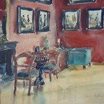 Zygmunt Cywinski (1902-1939), Painting Interior of the Belvedere, Watercolor on Paper - Provenance 1939