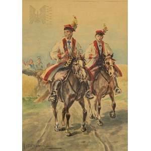 Adam Setkowicz [1875-1945], , Pologne 1ère moitié du 20e siècle, Krakowiacy na koniach