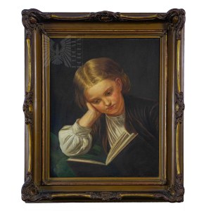 Wojciech Gerson [1831-1901] „Dziewczynka z Książką”, Polska XIX w.