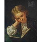 Wojciech Gerson [1831-1901] Jeune fille au livre, Pologne, XIXe siècle.