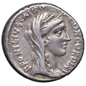 Roman coins Republic - Didia - Titus Didius - Denarius (55 BC) Head of Concord...