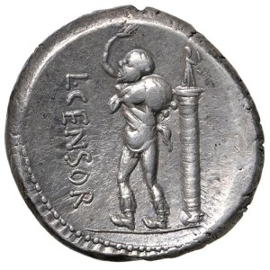 Roman coins Republic - Marcia - L. Censorinus - Denarius (82 BC) Head of Apoll...