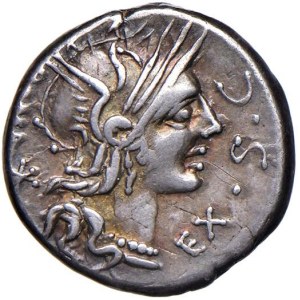 Roman coins Republic - Sergia - M. Sergius Silus - Denarius (116-115 BC) Head ...