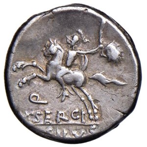 Roman coins Republic - Sergia - M. Sergius Silus - Denarius (116-115 BC) Head ...