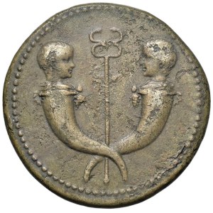 Roman coins Empire - Tiberius (14-37) Sestertius - Two crossed cornucopias w...