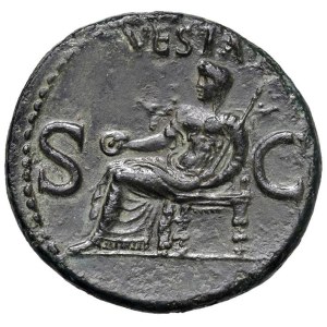 Roman coins Empire - Caligula (37-41) As - Head to the left - R/ Vesta seate...