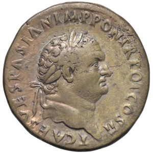 Roman coins Empire - Titus (79-81) Sestertius - R/ PAX AVGVSTI, Peace standi...