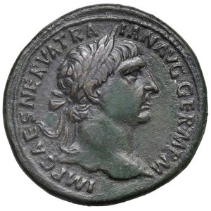 Roman coins Empire - Trajan (98-117) Sestertius - Laureate bust r. - R/ Peac...