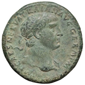 Roman coins Empire - Trajan (98-117) Sestertius - Laureate bust r. - R/ Pax ...