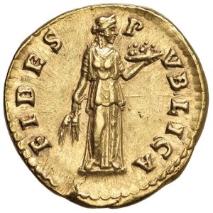 Roman coins Empire - Hadrian (117-138) Aureus - Bust r. - R/ Fidelity standi...