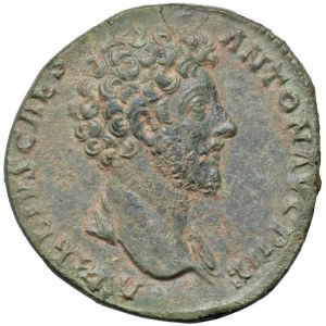 Roman coins Empire - Marcus Aurelius (161-180) Sestertius - Head r. - R/ For...
