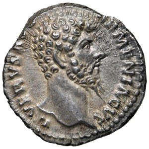 Roman coins Empire - Lucius Verus (161-167) Denarius - Head r. - R/ Mars sta...