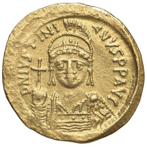 Byzantine coins - Justinian I (527-565) Solidus - Crowned bust facing - R...