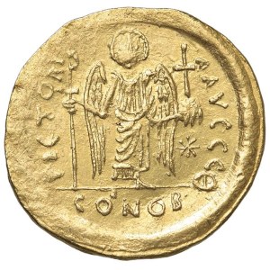 Byzantine coins - Justinian I (527-565) Solidus - Crowned bust facing - R...