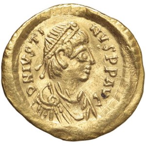 Byzantine coins - Justin II (565-578) Tremissis - Diademed bust r. - R/ V...