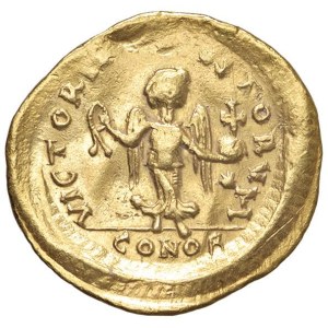 Byzantine coins - Justin II (565-578) Tremissis - Diademed bust r. - R/ V...