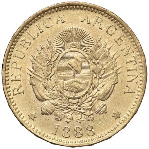 Foreign coins - ARGENTINA 5 Pesos 1888 - KM 31; Fr. 14 AU (g 8,07)...